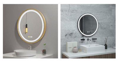 Miroir rond avec cadre doré